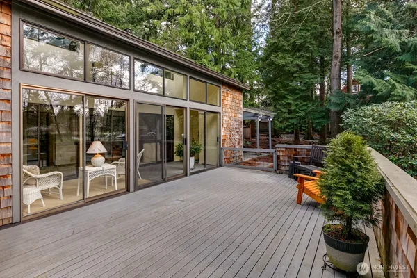 a house view with a seating space and garden space