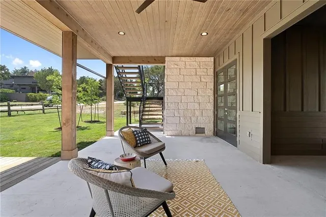 a outdoor living space with patio furniture and garden