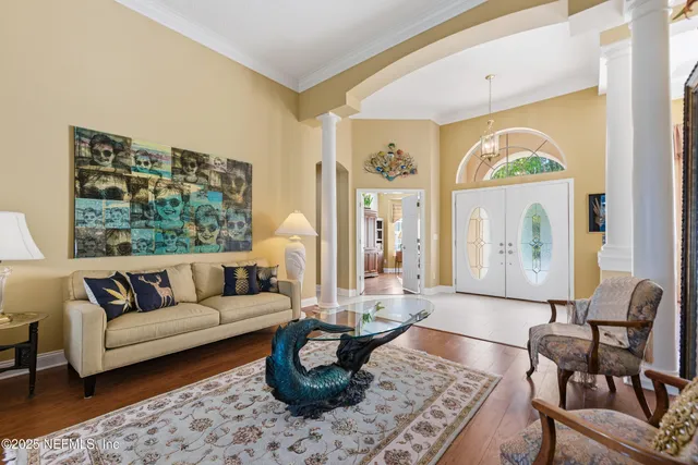 a living room with furniture