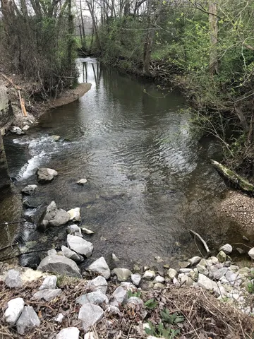 a view of a lake with a big yard