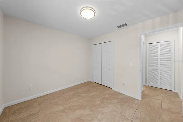 an empty room with a door