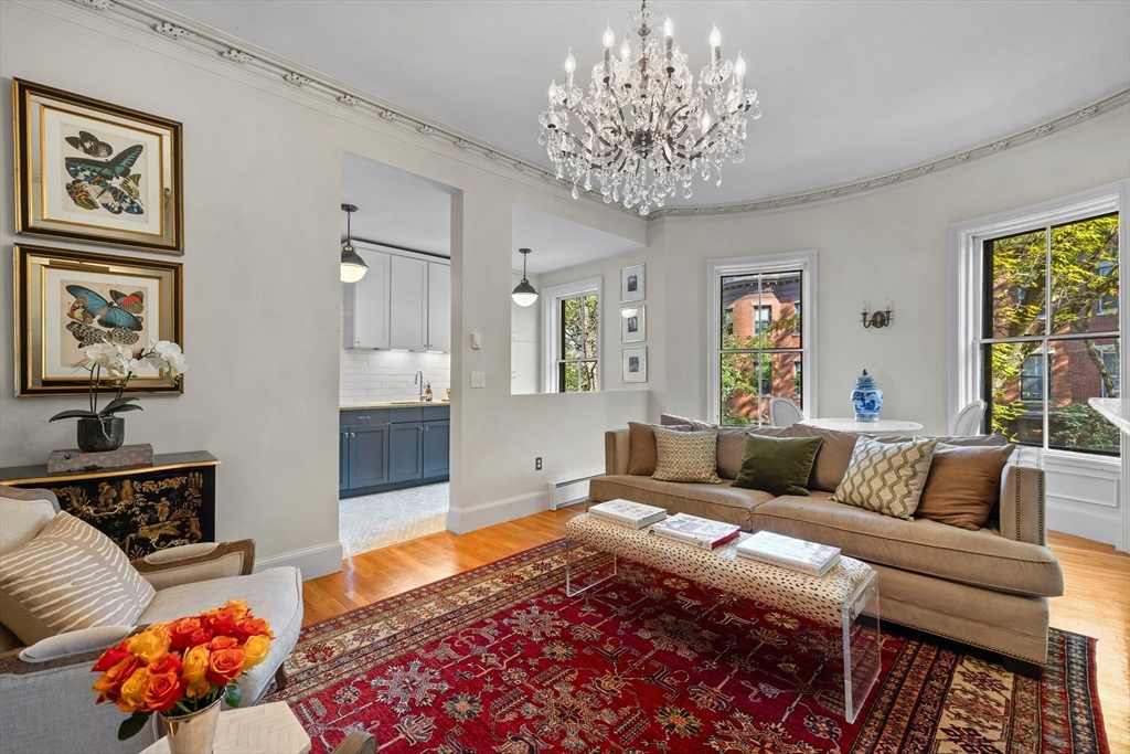 88 Worcester Street, Unit 4 Boston, MA 02118 - Photo 5 of 24 a living room with furniture and a chandelier