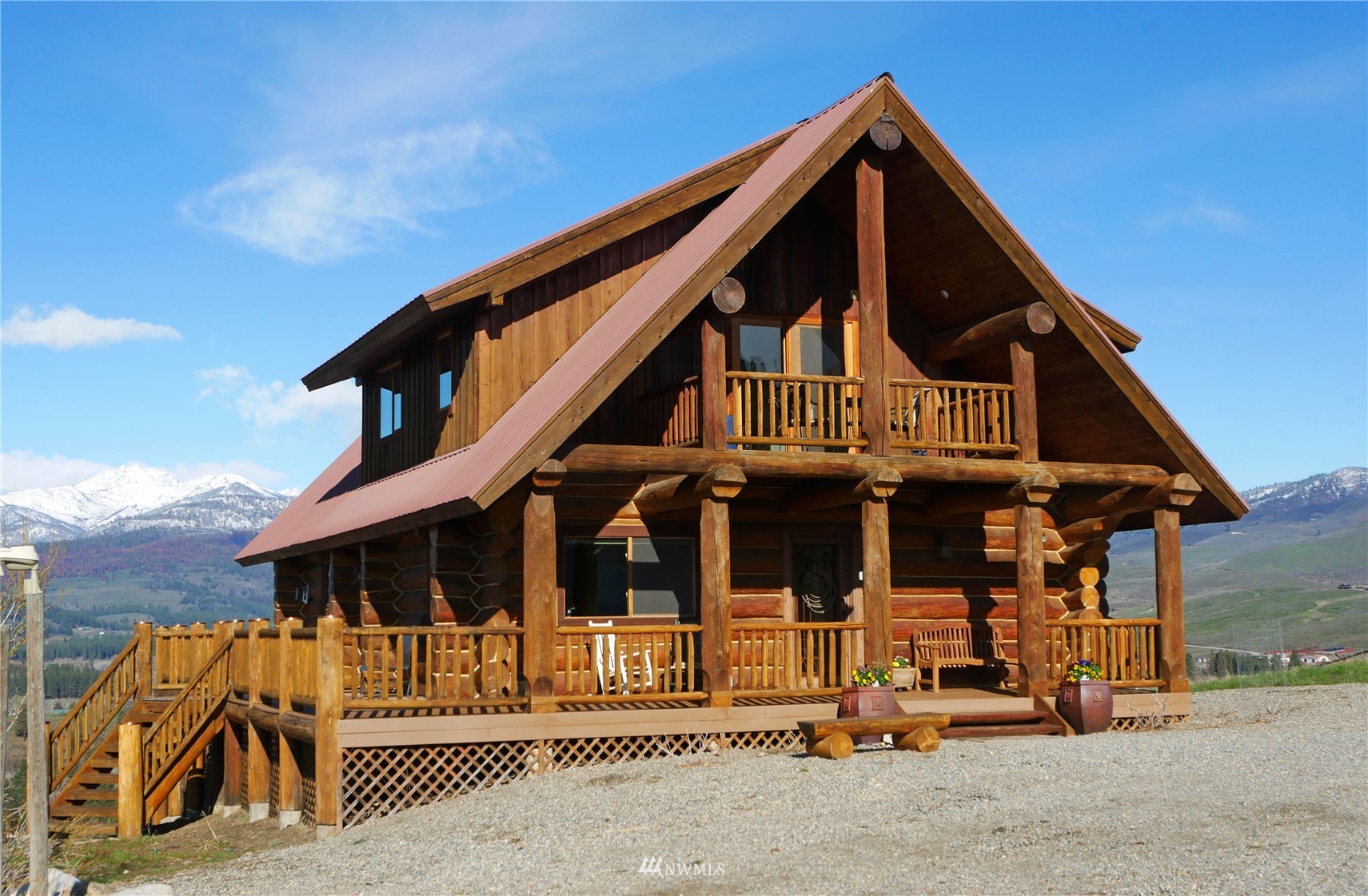 20 Pony Road Winthrop, WA 98862 - Photo 27 of 40 a view of a house with wooden stairs