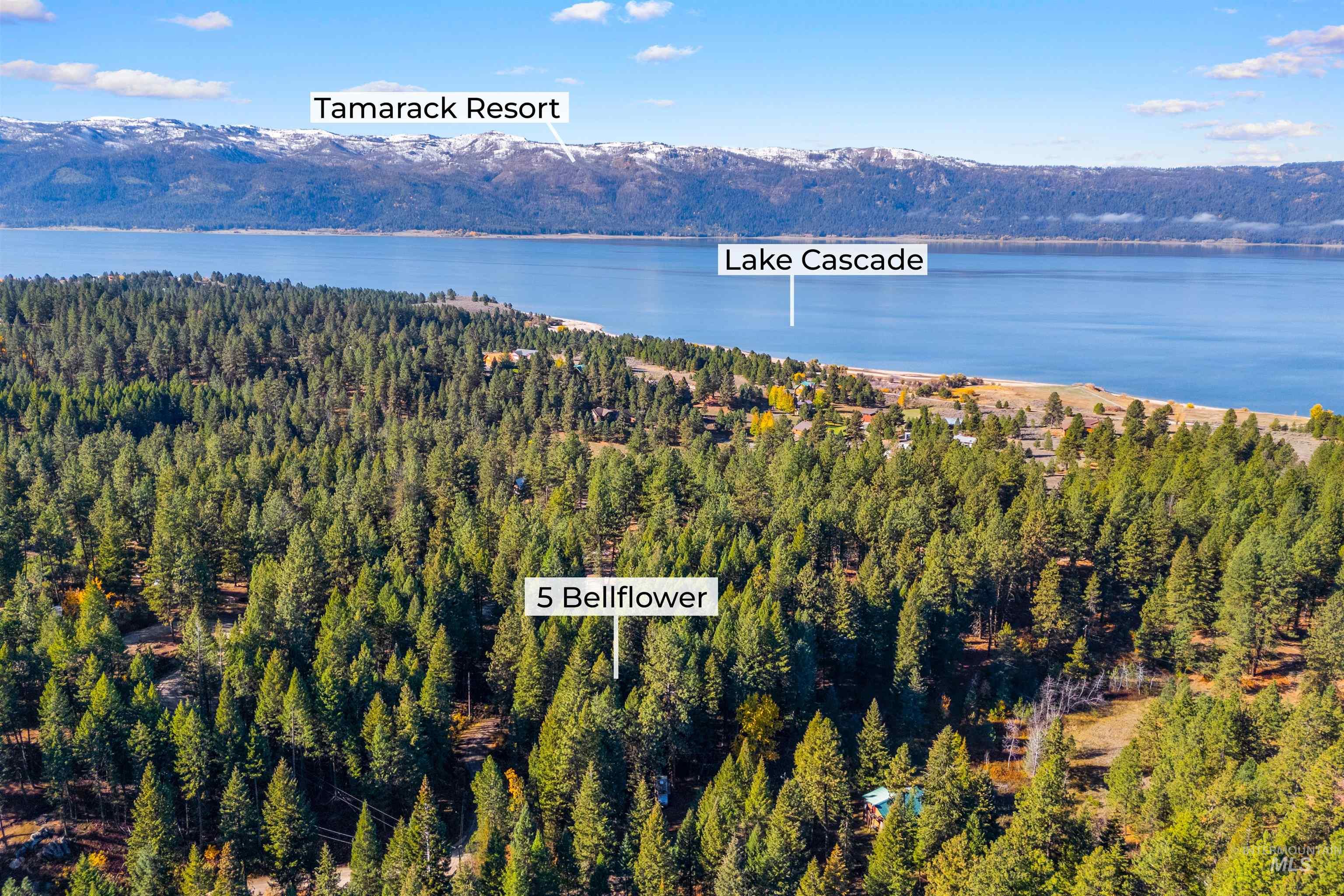 Bird's eye view of a water and mountain view