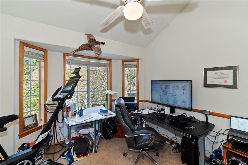 28223 North Bay Road Lake Arrowhead, CA 92352 - Photo 25 of 39 a view of a workspace with furniture window and wooden floor