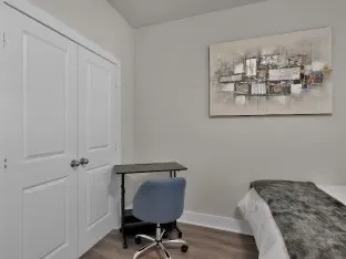 a room with a table and a chair