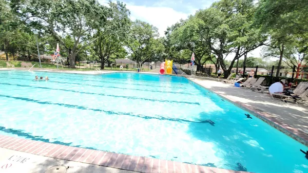 an outdoor view with swimming pool