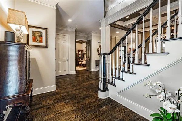 a view of entryway with wooden floor
