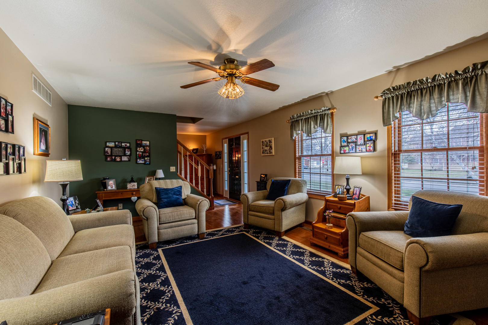 732 North Linn Street Princeton, IL 61356 - Photo 4 of 35 a living room with furniture ceiling fan and a rug