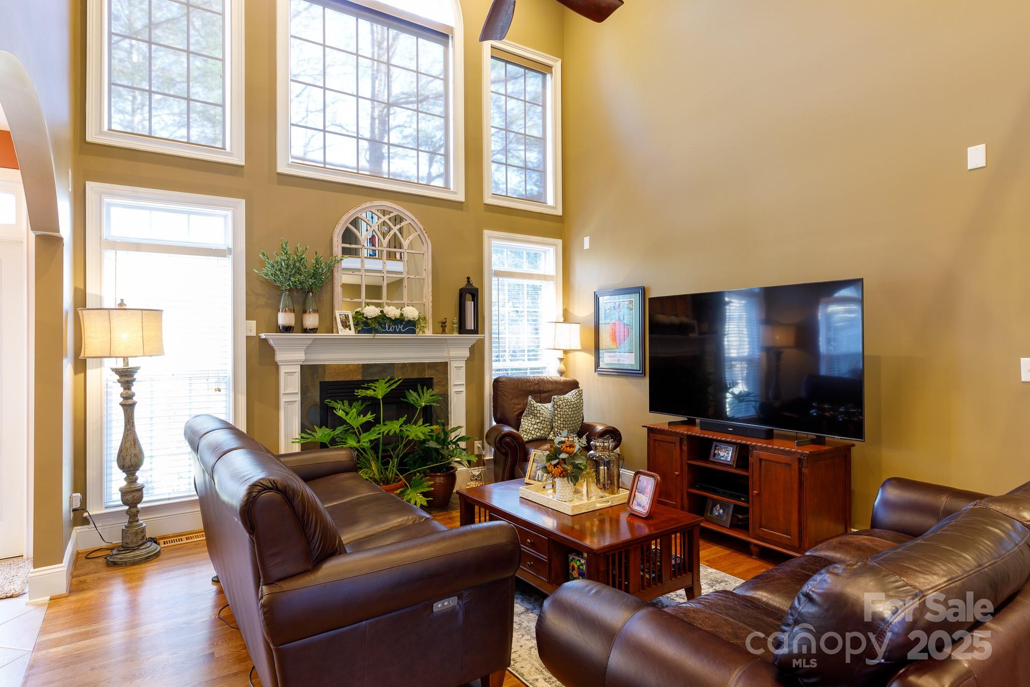 307 Abingdon Way Fort Mill, SC 29715 - Photo 3 of 26 a living room with furniture a fireplace and a flat screen tv