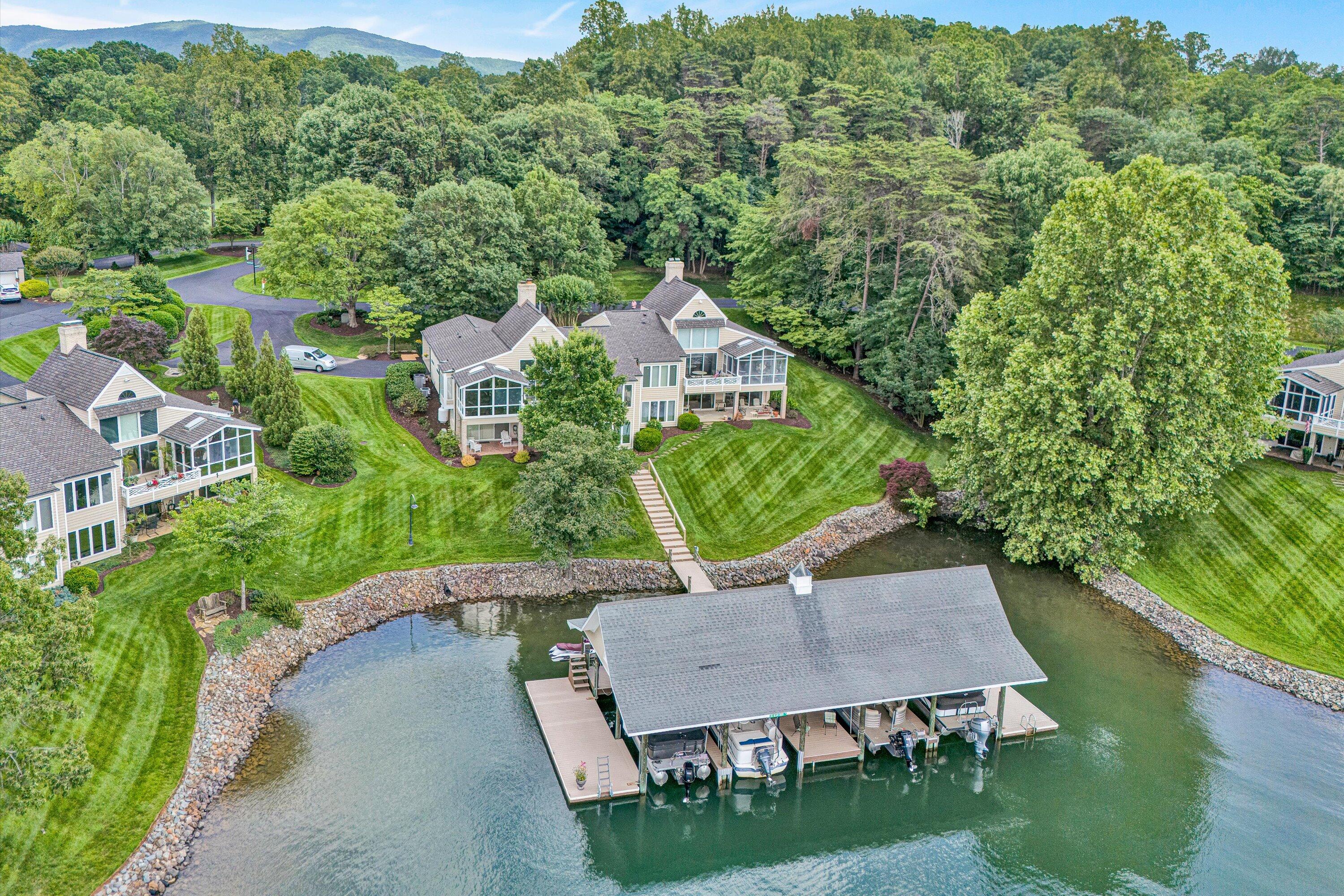 30 Island Green Circle, Unit 22 Penhook, VA 24137 - Photo 43 of 53 an aerial view of a house with swimming pool garden and patio