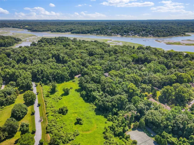 a view of a lake from a yard
