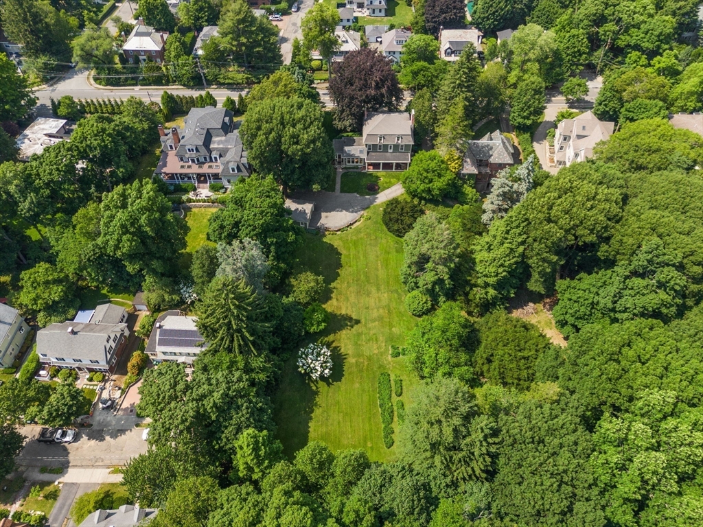 60 Chapin Road Newton, MA 02459 - Photo 3 of 9 an aerial view of residential house with outdoor space and trees all around