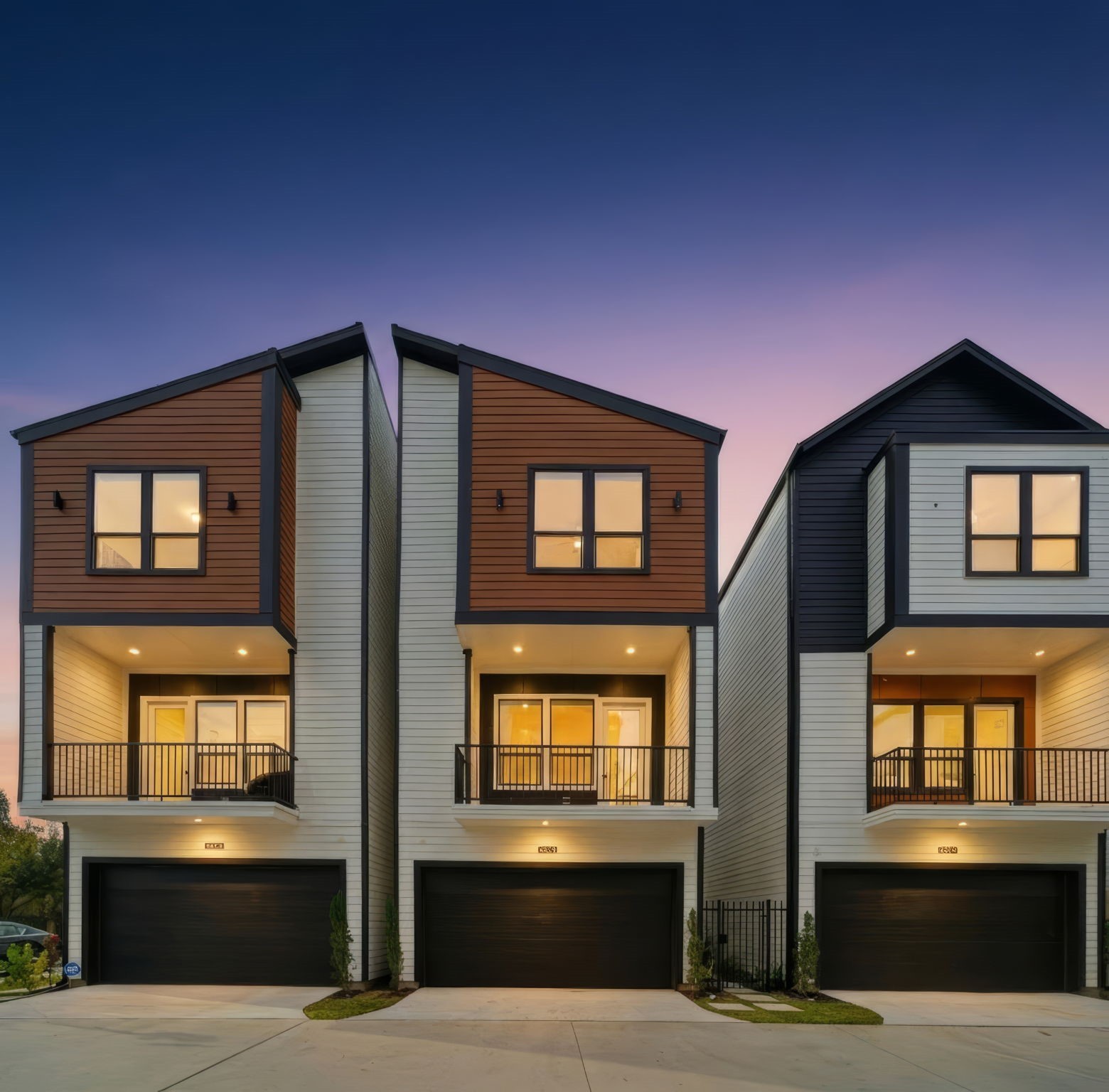 a front view of a house with a garage