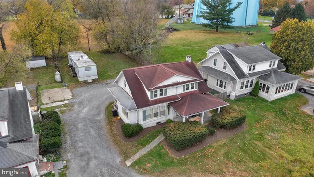 an aerial view of a house