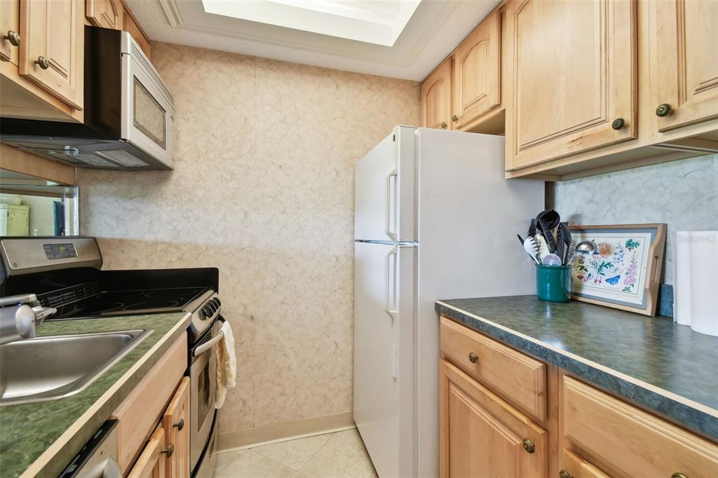 36750 US Highway 19 North, Unit 22207 Palm Harbor, FL 34683 - Photo 8 of 50 a kitchen with stainless steel appliances granite countertop a refrigerator and a sink
