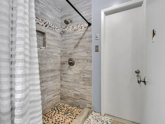 a bathroom with a shower
