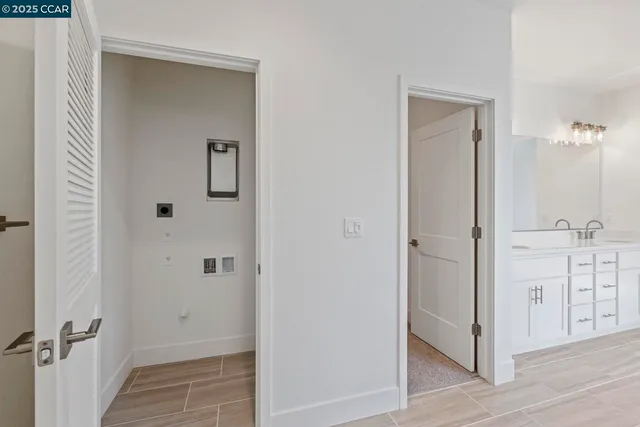 wooden bathroom with a shower
