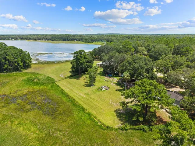 a view of a lake with a city