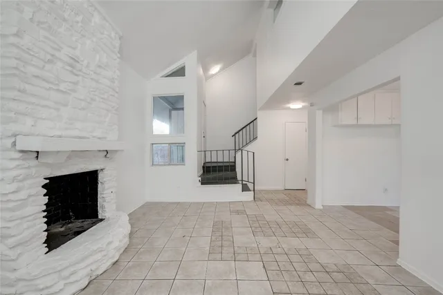 a view of a livingroom with a fireplace