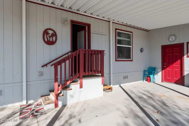 a view of a hall with front door