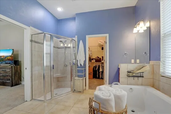 a bathroom with a tub shower and sink