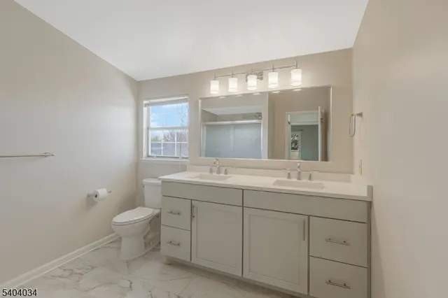 a bathroom with a sink toilet and vanity