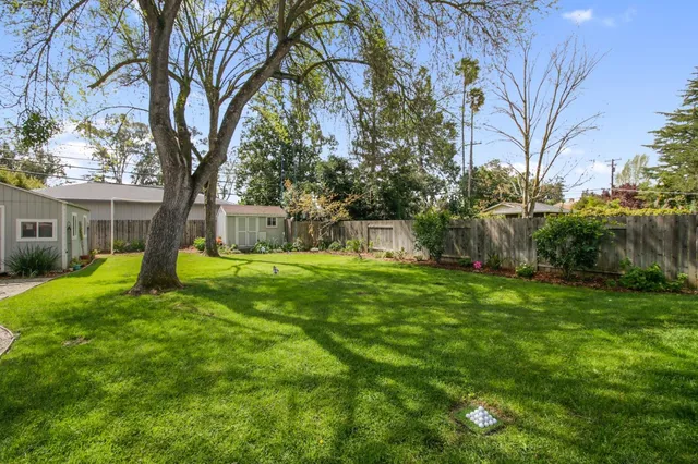 a view of a house with a yard and a tree