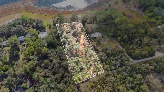 an aerial view of a yard