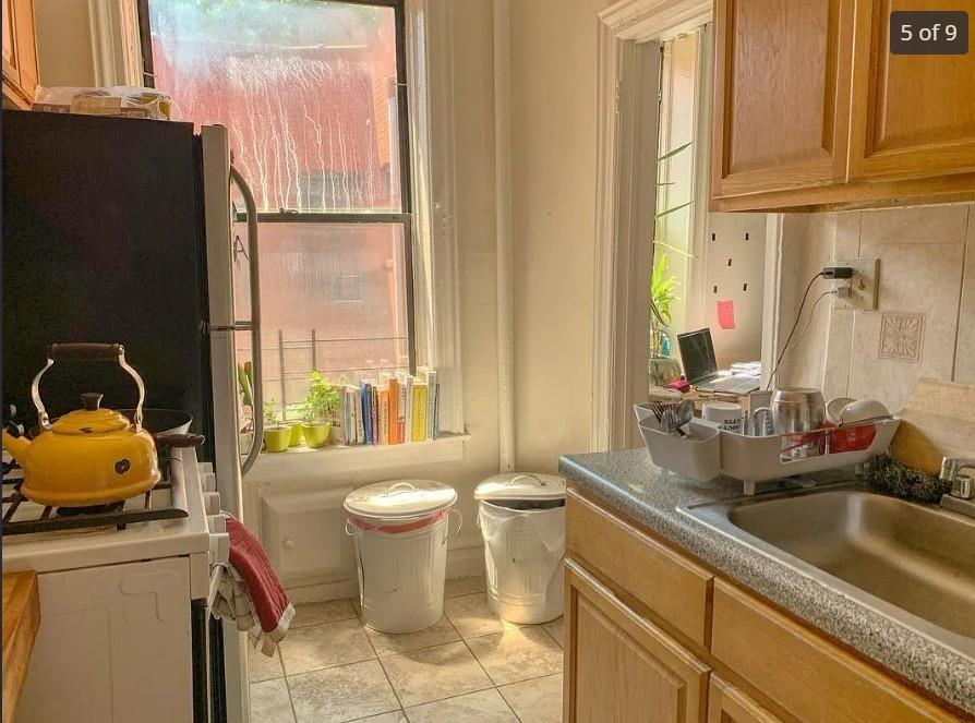 354 Rutland Road Brooklyn, NY 11225 - Photo 42 of 50 a bathroom with a granite countertop sink and a large mirror