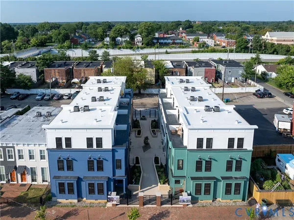 a view of a city that has tall buildings