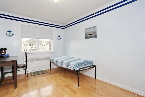 a room with a table and a window