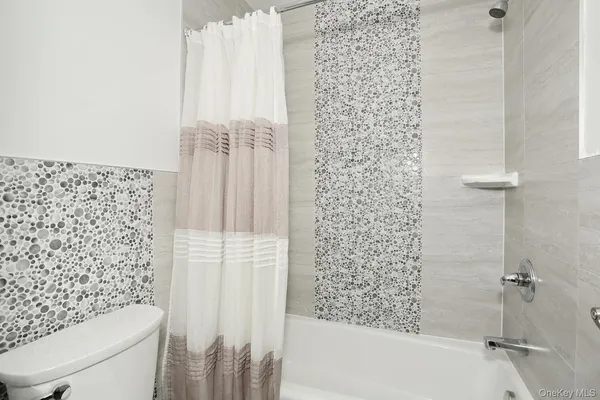 a bathroom with a toilet and shower