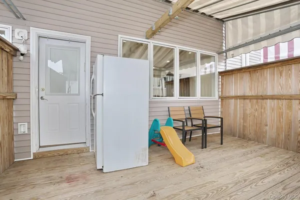 an outdoor space with balcony
