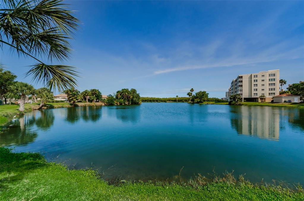 6363 99th Way North, Unit 12I St. Petersburg, FL 33708 - Photo 55 of 69 a view of a lake with a building in the background