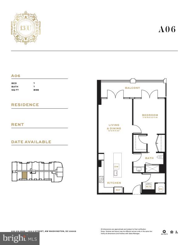 1310 U Street Northwest, Unit 418 Washington, DC 20009 - Photo 10 of 10 Floor Plan