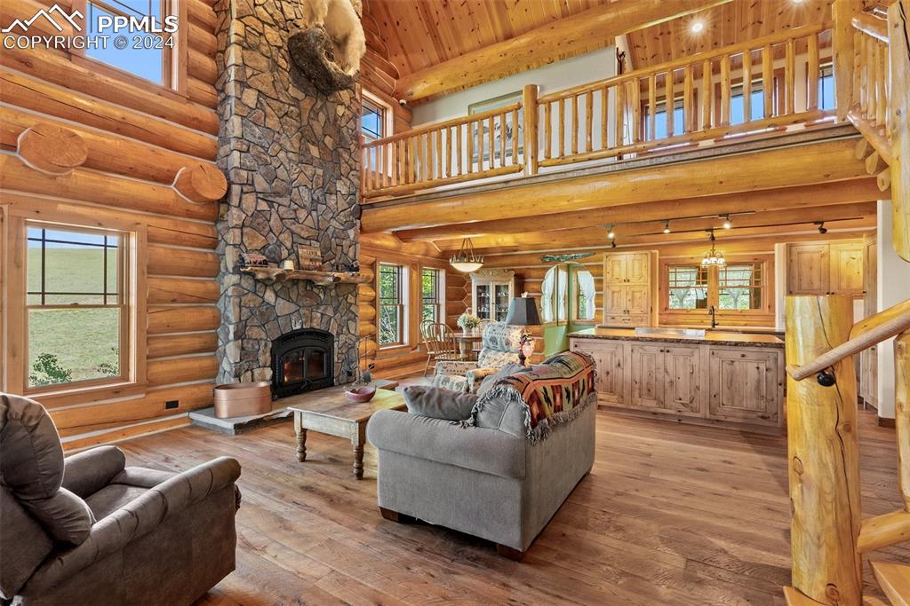 626 Stacker Drive Hartsel, CO 80449 - Photo 23 of 50 a living room with furniture and a fireplace