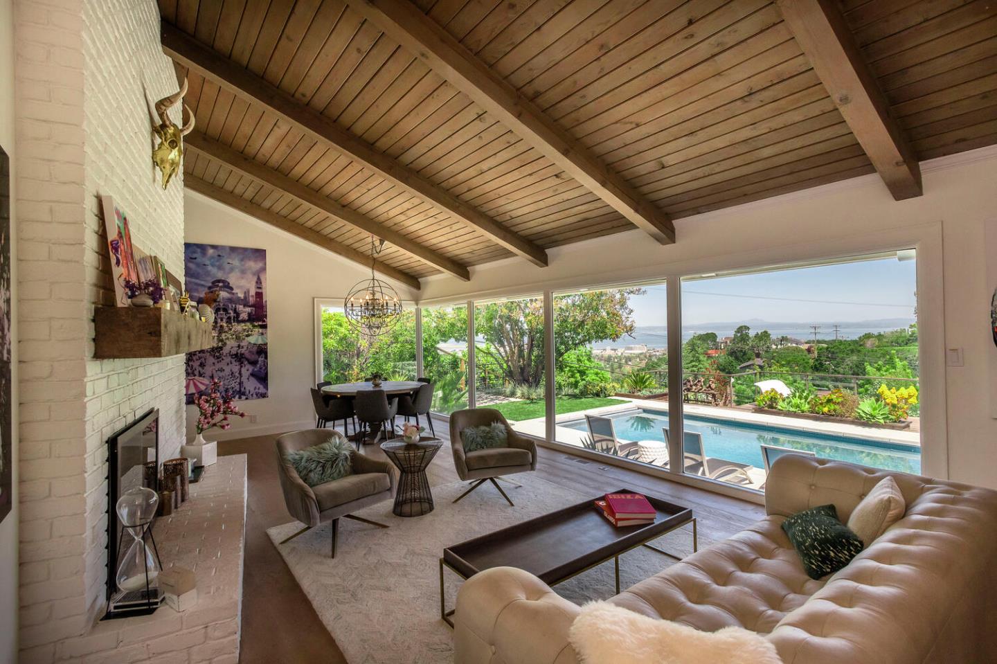 2651 Summit Drive Burlingame, CA 94010 - Photo 4 of 34 a living room with furniture fireplace and a large window