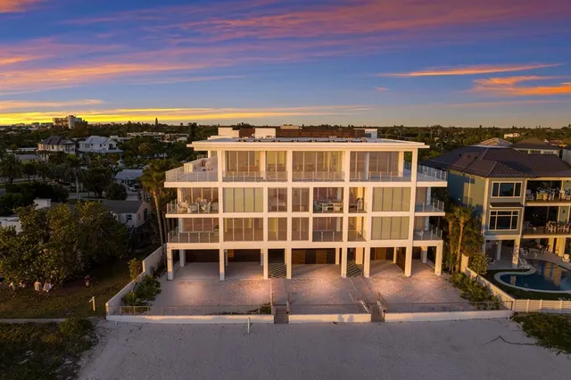 a view of a city with large buildings