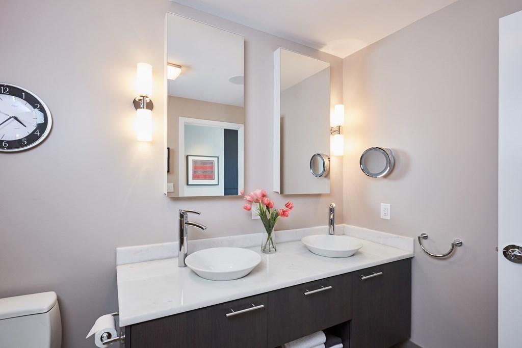 110 Stuart Street, Unit 18G Boston, MA 02116 - Photo 14 of 21 a bathroom with a sink and a mirror