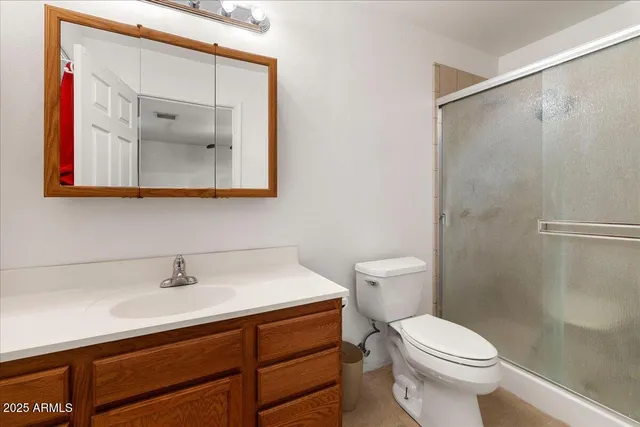 a bathroom with a toilet a sink and mirror