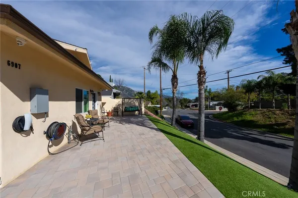 a view of outdoor space with seating area