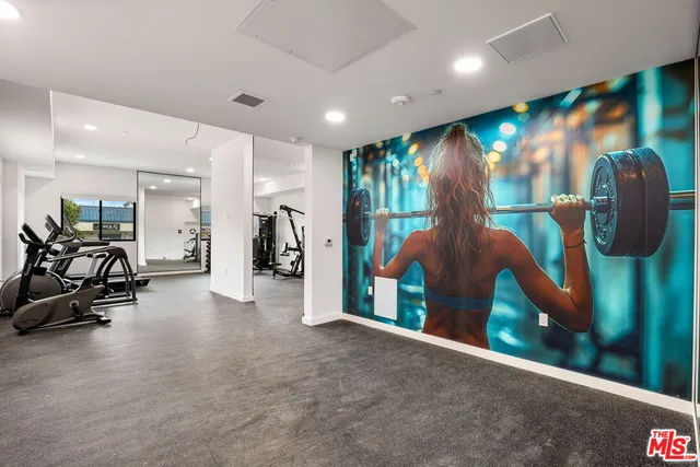 a view of a room with gym equipment