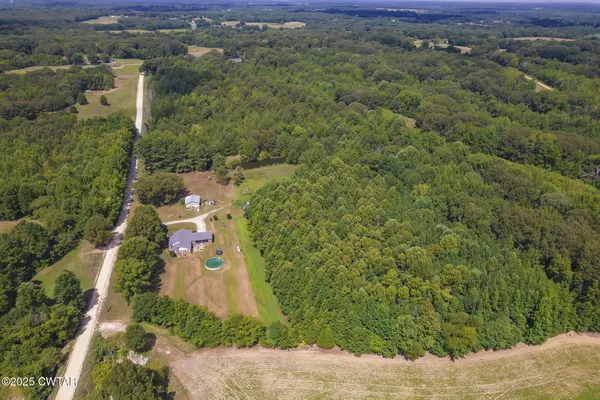 an aerial view of a house
