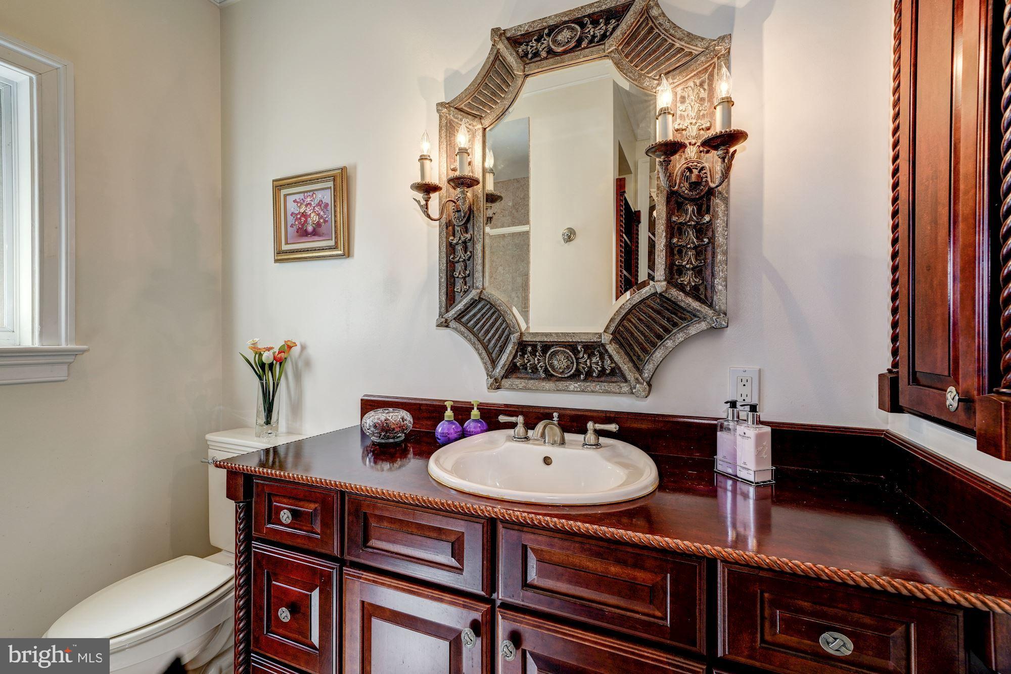 3809 Jones Bridge Road Chevy Chase, MD 20815 - Photo 14 of 70 a bathroom with a sink a mirror and a toilet