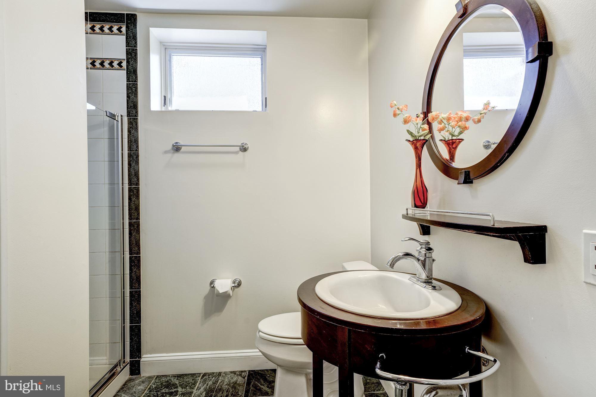 3809 Jones Bridge Road Chevy Chase, MD 20815 - Photo 60 of 70 a bathroom with a toilet a sink and a mirror