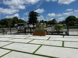 a view of a terrace with a garden