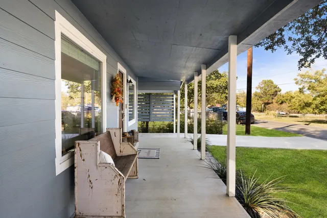 a view of balcony with patio