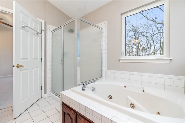 a bathroom with a tub a sink and a shower