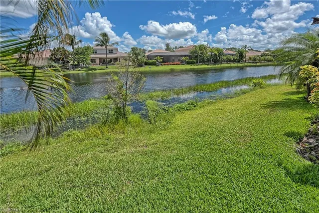 a view of a lake with houses